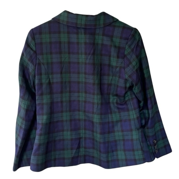 Pendleton Virgin Wool Women’s 3 Button Closure Plaid Blazer Jacket Blue Green 10 - Picture 2 of 10